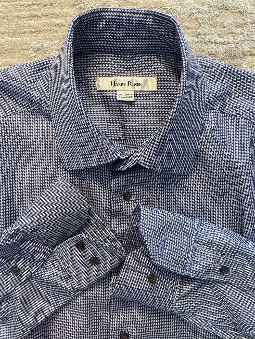 Harry Rosen - all cotton houndstooth pattern shirt Size Large